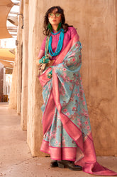 PURE HANDLOOM GEORGETTE WITH WEAVING BORDER & DIGITAL PRINT SAREE